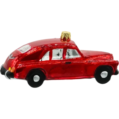 Bombka szklana Syn Bombkarza Retro Auto w czerwieni profil