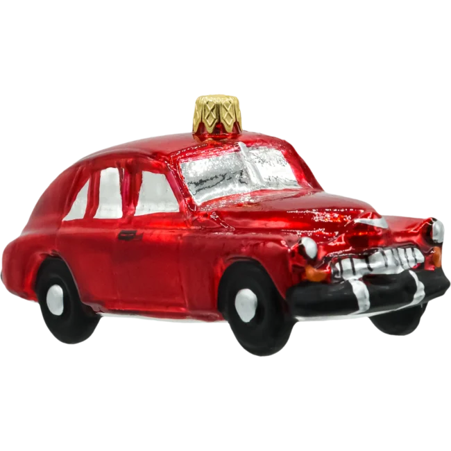 Bombka szklana Syn Bombkarza Retro Auto w czerwieni front