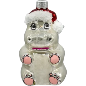 Szklana bombka choinkowa Świąteczny hipopotam