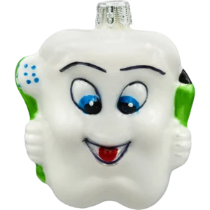 Szklana bombka choinkowa Uśmiechnięty ząbek z pastą i szczoteczką: zielony