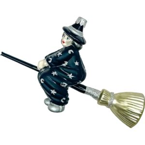 Szklana Bombka Choinkowa Czarna Czarownica na miotle