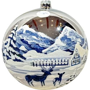 Szklana Bombka Choinkowa Duża Zimowy Krajobraz w górach; srebrny