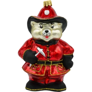 Szklana Bombka Choinkowa Figurka Strażak Miś