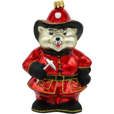 Szklana Bombka Choinkowa Figurka Strażak Miś