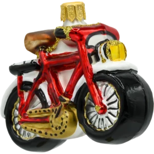 Szklana Bombka Choinkowa Figurka Rower Retro bok