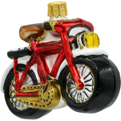 Szklana Bombka Choinkowa Figurka Rower Retro bok