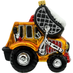 Szklana Bombka Choinkowa Figurka Koparka pomarańczowa profil