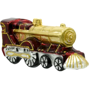 Szklana Bombka Choinkowa Figurka Lokomotywa retro: złota front