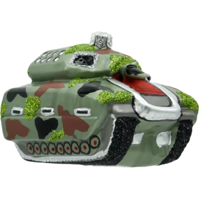 Szklana Bombka Choinkowa Figurka Czołg wojskowy duży front