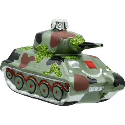 Szklana Bombka Choinkowa Figurka Czołg wojskowy mały front