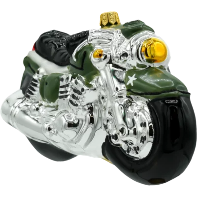 Szklana Bombka Choinkowa Figurka Militarny Motocykl Retro front