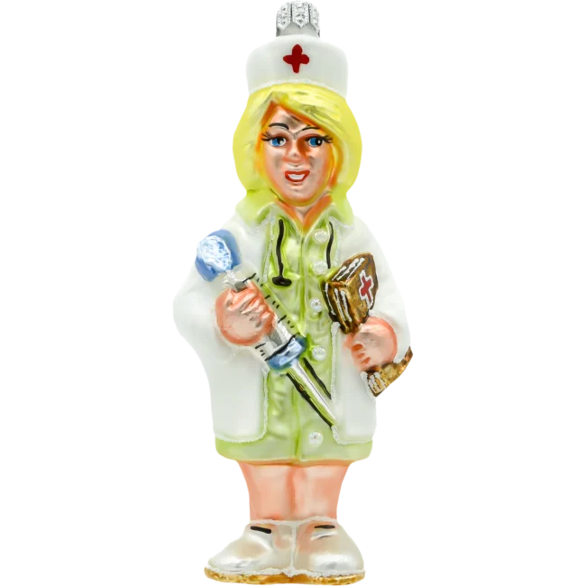 Szklana Bombka Choinkowa Figurka Pielęgniarka w blond włosach