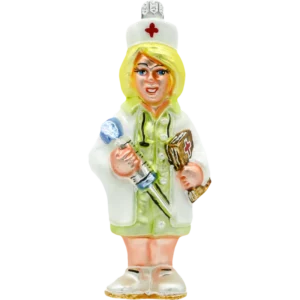 Szklana Bombka Choinkowa Figurka Pielęgniarka w blond włosach