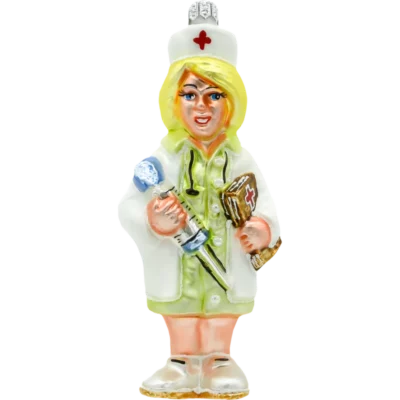 Szklana Bombka Choinkowa Figurka Pielęgniarka w blond włosach