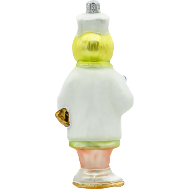 Szklana Bombka Choinkowa Figurka Pielęgniarka w blond włosach tył