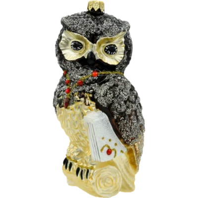 Szklana Bombka Choinkowa Figurka Sowa z klejnotami