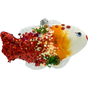 Szklana Bombka Choinkowa Figurka Złota Rybka profil