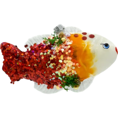 Szklana Bombka Choinkowa Figurka Złota Rybka profil