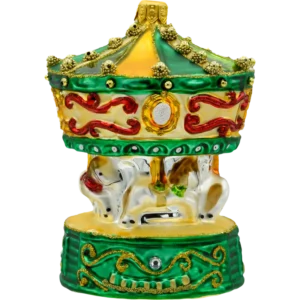 Szklana Bombka Choinkowa Figurka Karuzela: zielona