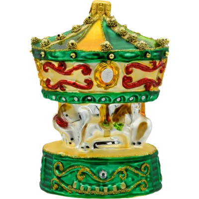 Szklana Bombka Choinkowa Figurka Karuzela: zielona