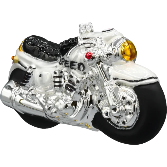 Szklana Bombka Choinkowa Figurka Motocykl: biały
