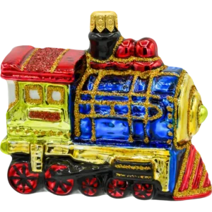 Szklana Bombka Choinkowa Figurka Kolorowa Lokomotywa: mała profil