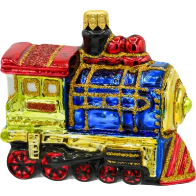 Szklana Bombka Choinkowa Figurka Kolorowa Lokomotywa: mała profil