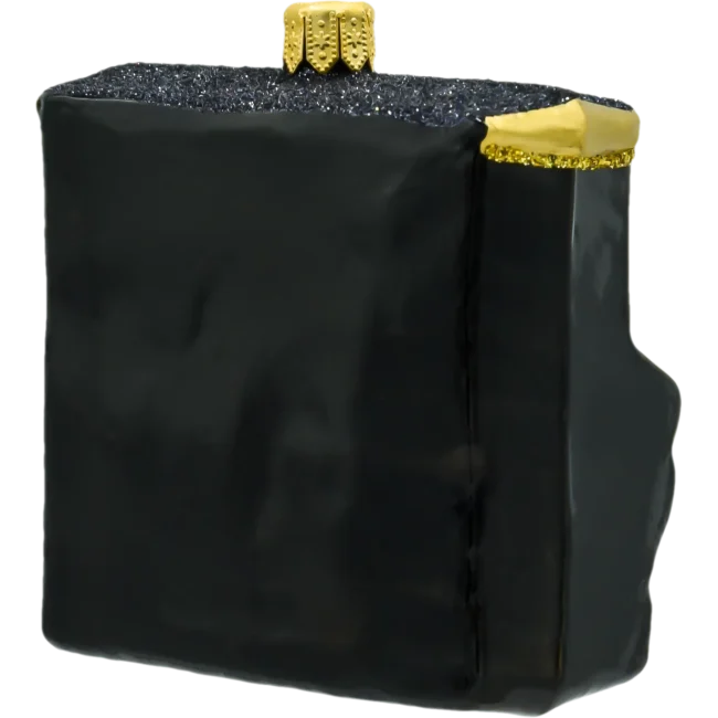 Szklana Bombka Choinkowa Figurka Pianino w czerni i złocie tył