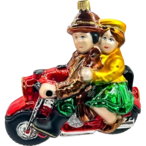 Szklana Bombka Choinkowa Para na motocyklu