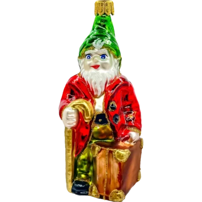 Szklana Bombka Choinkowa Skrzat Podróżnik z kufrem i laską