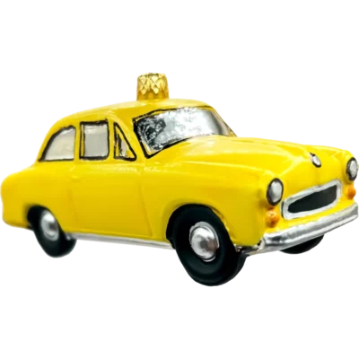 Szklana Bombka Choinkowa żółta Taksówka Retro