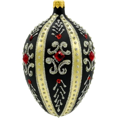 Szklana bombka choinkowa Ekskluzywne jajo Faberge z kryształkami: czarne