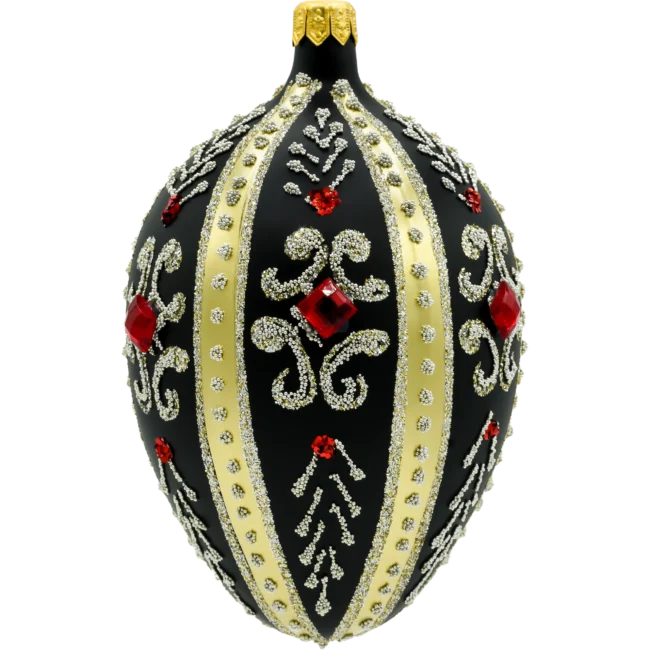 Szklana bombka choinkowa Ekskluzywne jajo Faberge z kryształkami: czarne