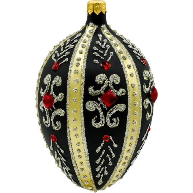 Szklana bombka choinkowa Ekskluzywne jajo Faberge z kryształkami: czarne