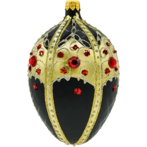 Szklana Bombka Choinkowa Ekskluzywne jajo Faberge ze złotym ornamentem: czarne bok
