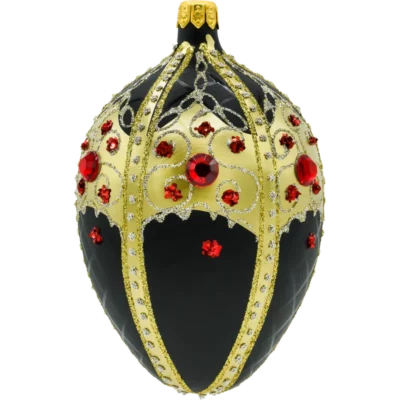 Szklana Bombka Choinkowa Ekskluzywne jajo Faberge ze złotym ornamentem: czarne bok