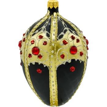 Ekskluzywne jajo Faberge ze złotym ornamentem: czarne