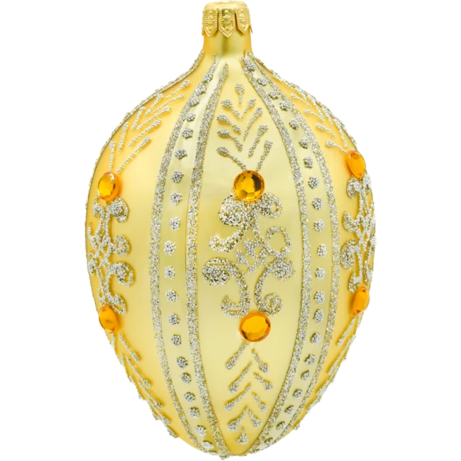 Szklana bombka choinkowa Ekskluzywne jajo Faberge z bursztynami: złote