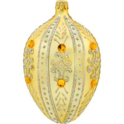Szklana bombka choinkowa Ekskluzywne jajo Faberge z bursztynami: złote