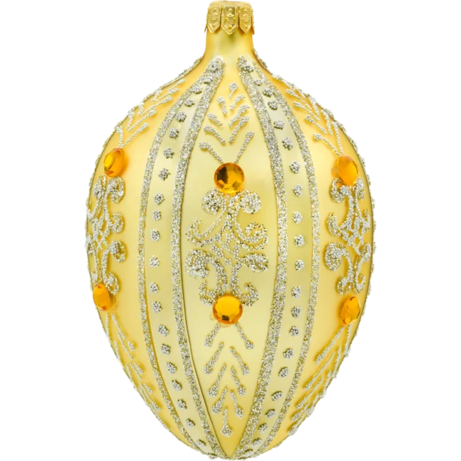 Szklana bombka choinkowa Ekskluzywne jajo Faberge z bursztynami: złote