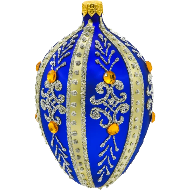 Szklana bombka choinkowa Ekskluzywne jajo Faberge z bursztynem: niebieskie bok