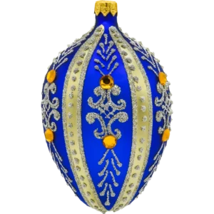 Szklana bombka choinkowa Ekskluzywne jajo Faberge z bursztynem: niebieskie