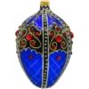 Szklana Bombka Choinkowa Ekskluzywne jajo Faberge z czarnym ornamentem: niebieskie