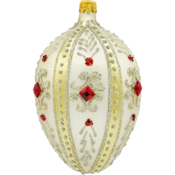 Ekskluzywne jajo Faberge z czerwonymi kamieniami: srebrne