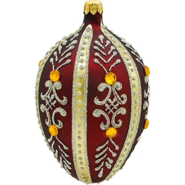 Szklana Bombka Choinkowa Ekskluzywne jajo Faberge z kamieniami: bordowy bok