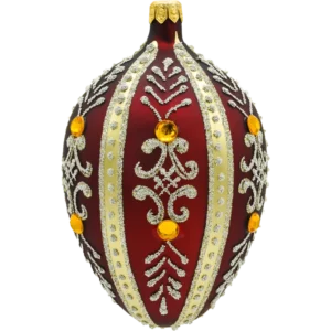 Szklana Bombka Choinkowa Ekskluzywne jajo Faberge z kamieniami: bordowy