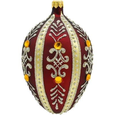 Szklana Bombka Choinkowa Ekskluzywne jajo Faberge z kamieniami: bordowy