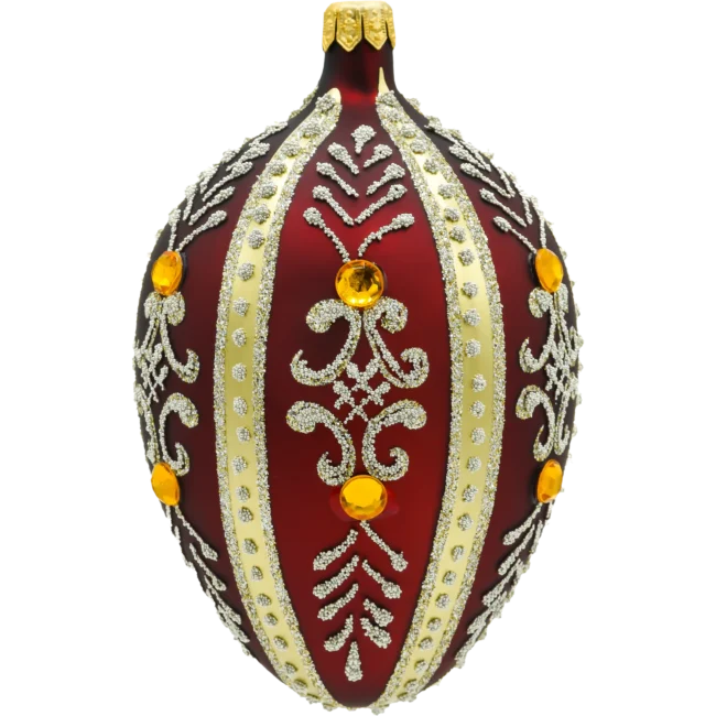 Szklana Bombka Choinkowa Ekskluzywne jajo Faberge z kamieniami: bordowy