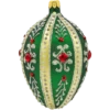 Szklana bombka choinkowa Ekskluzywne jajo Faberge z kamieniami: zielony mat bok
