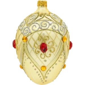 Szklana bombka choinkowa Ekskluzywne jajo Faberge z rubinem: złote